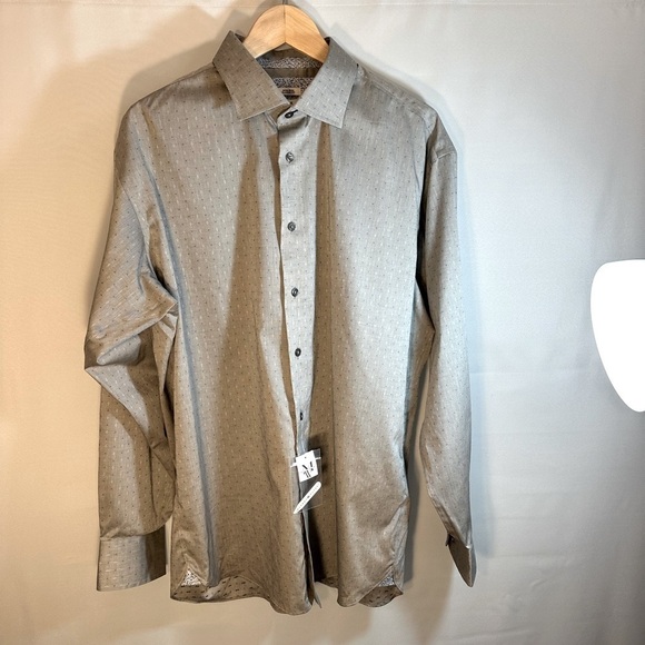 Joseph Abboud Non Iron Classic Fit Cotton Gray Long Sleeves Dress Shirt L NWT - Picture 1 of 15